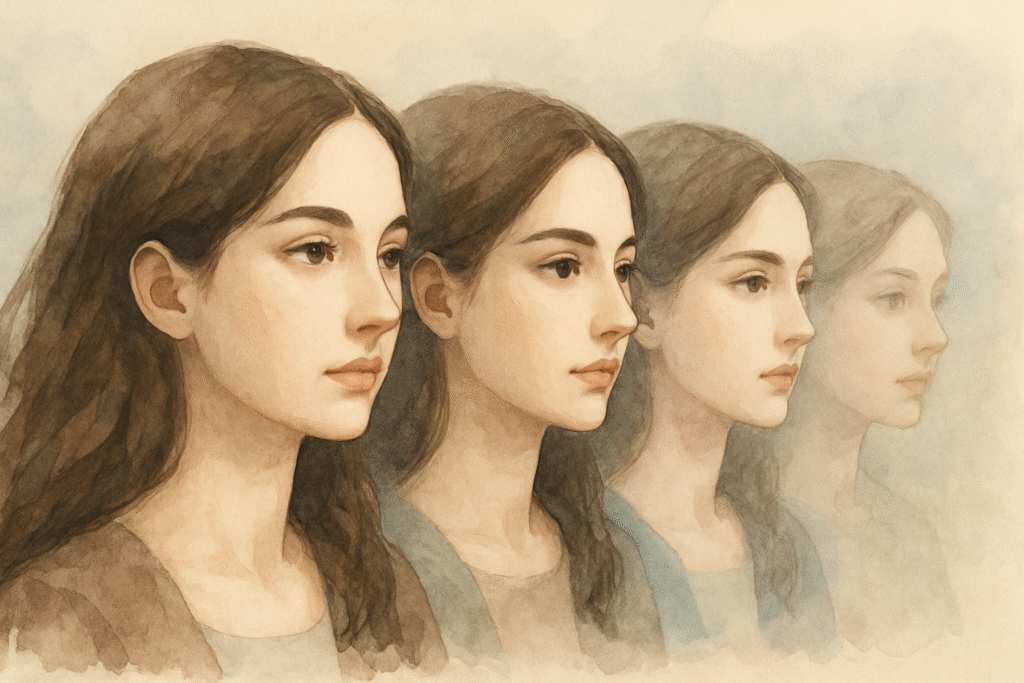 Natural face in soft light under AI beauty standards