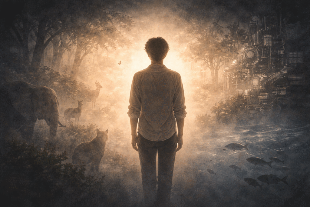 Human-centered worldview with nature and technology marginalized