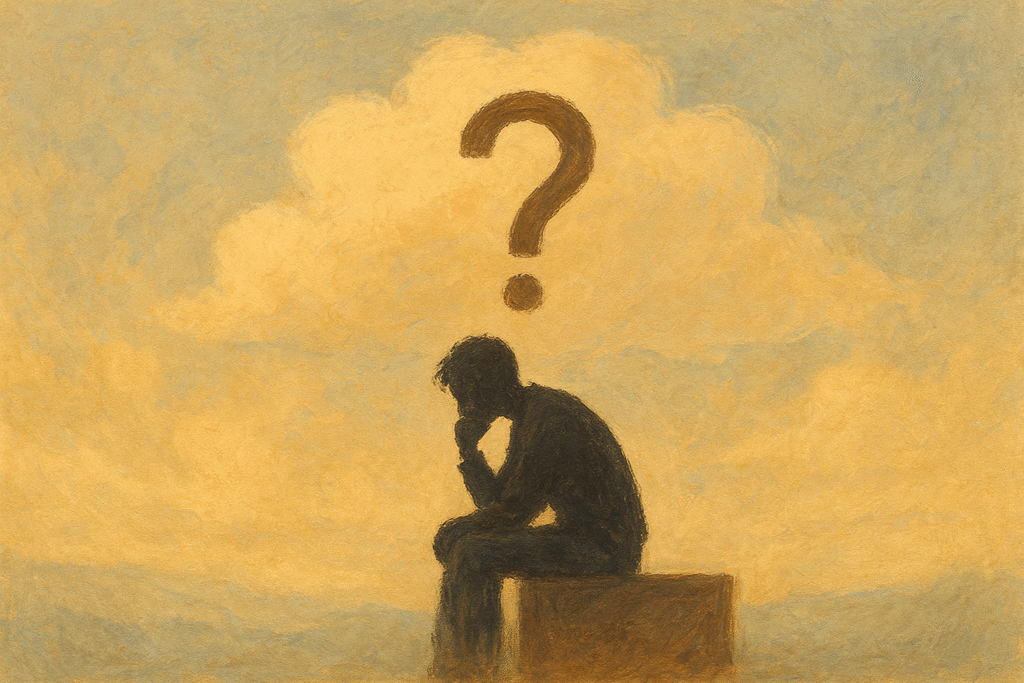 Hands balancing joy and anxiety on a symbolic scale.