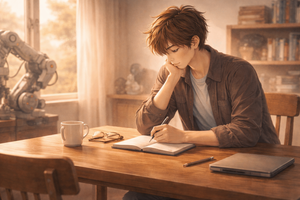 Human reflecting on dignity and meaning of work