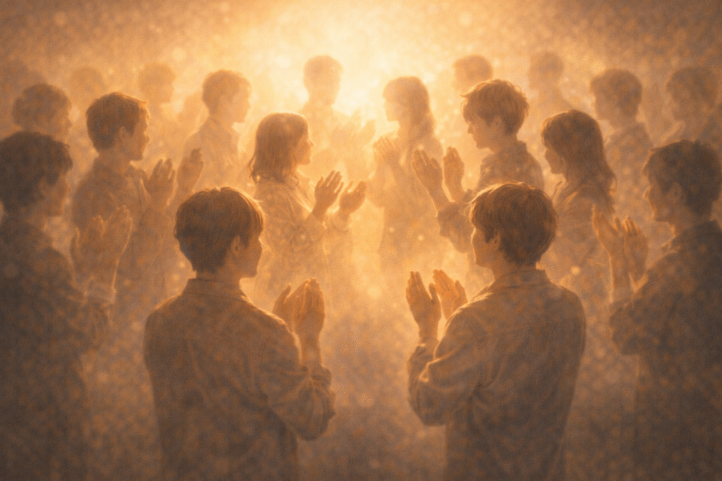 People gathered in a circle sharing collective recognition