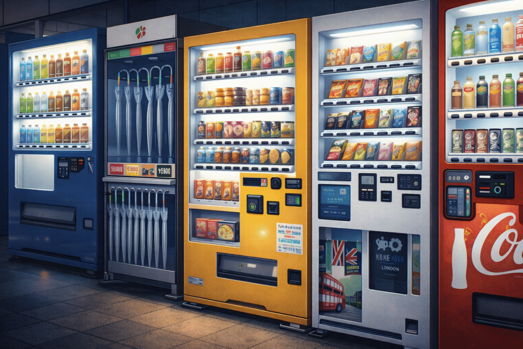 Japanese vending machines reflecting urban consumer culture