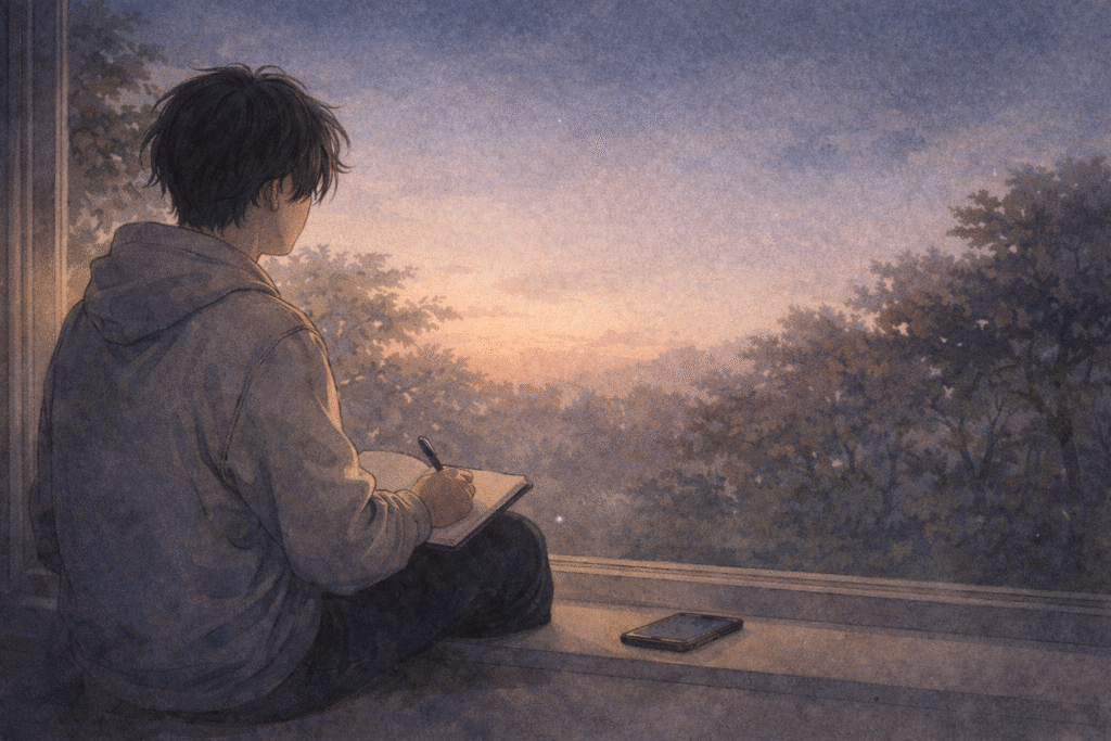 A person practicing intentional solitude away from digital distractions