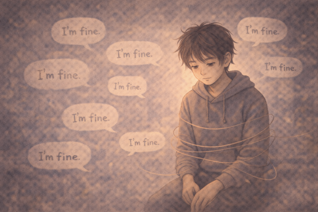 An exhausted person carrying invisible emotional pressure