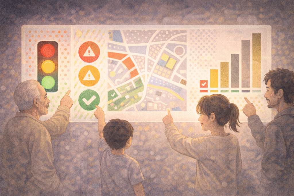 Inclusive design using color, icons, and patterns to ensure accessibility for all users