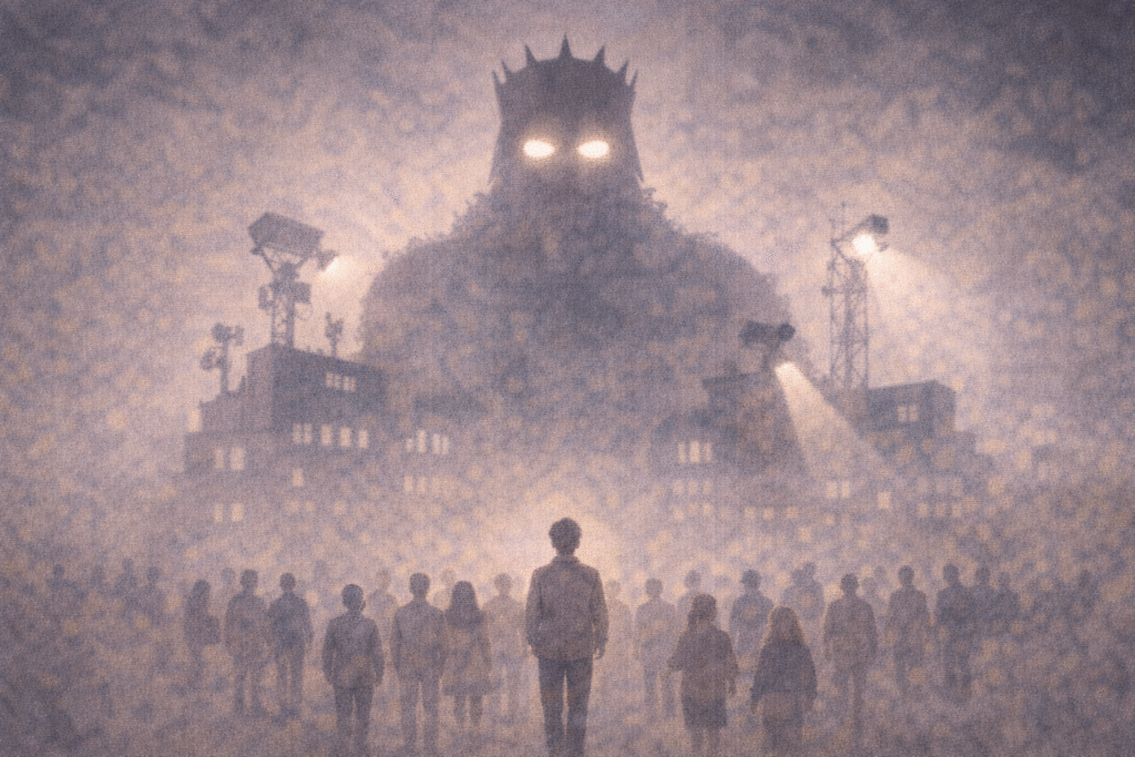 The state portrayed as a Leviathan symbolizing authority, control, and security