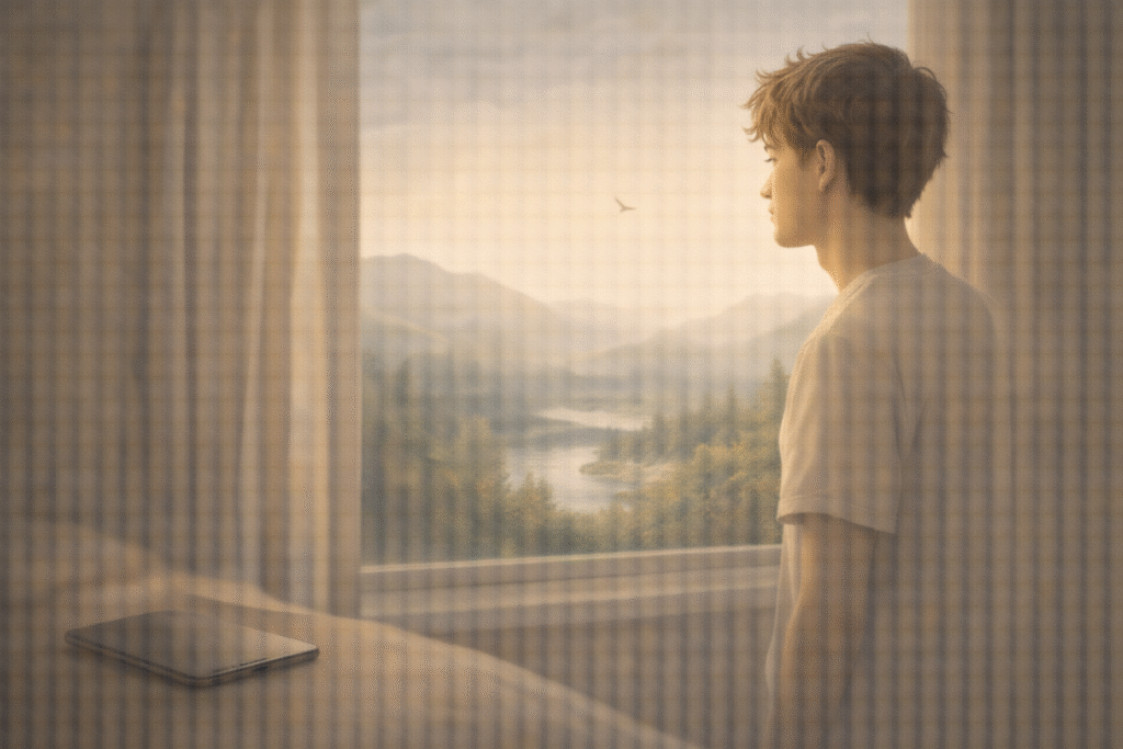 Person stepping away from social media comparison for mental clarity