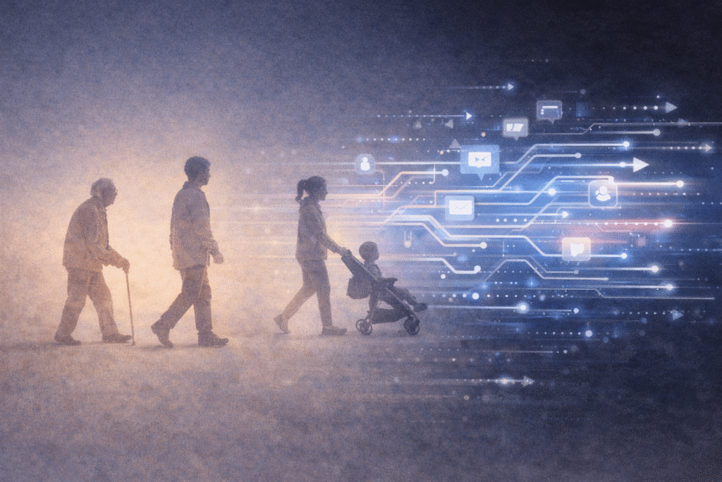 Technology advancing faster than people, showing the growing digital gap