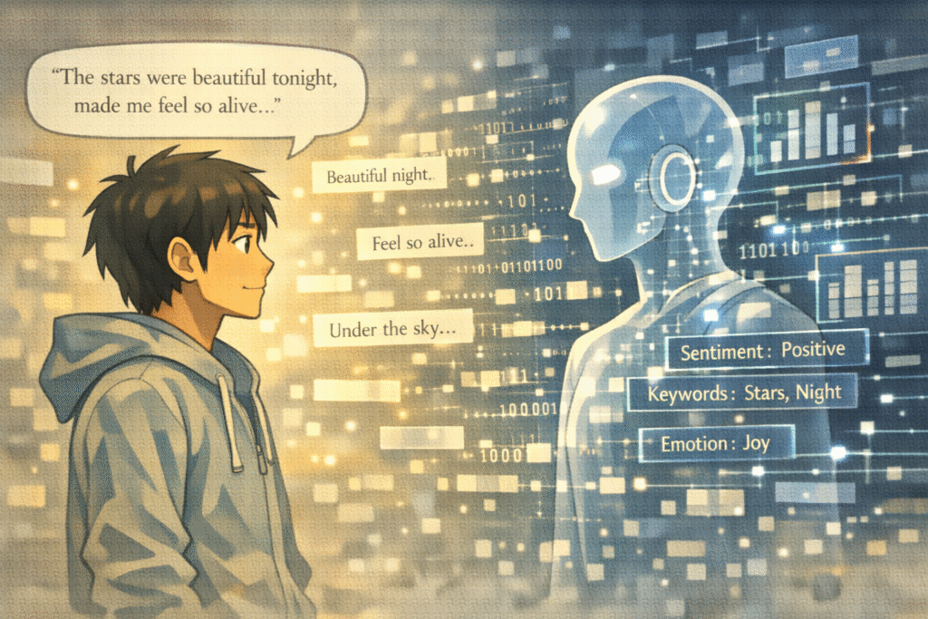 AI system interpreting human language as structured data Insertion Position