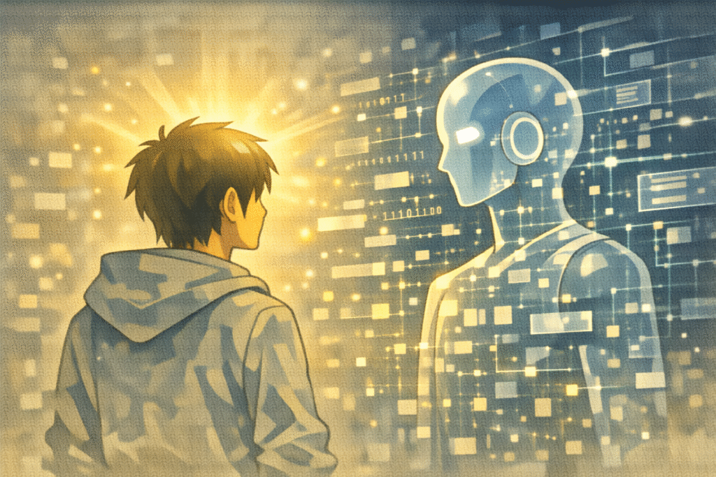 Human consciousness represented as inner light beyond language Insertion Position