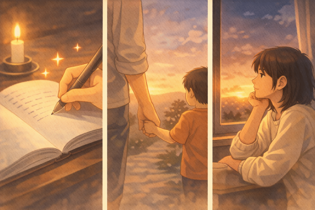 A reflective human moment emphasizing meaning and values