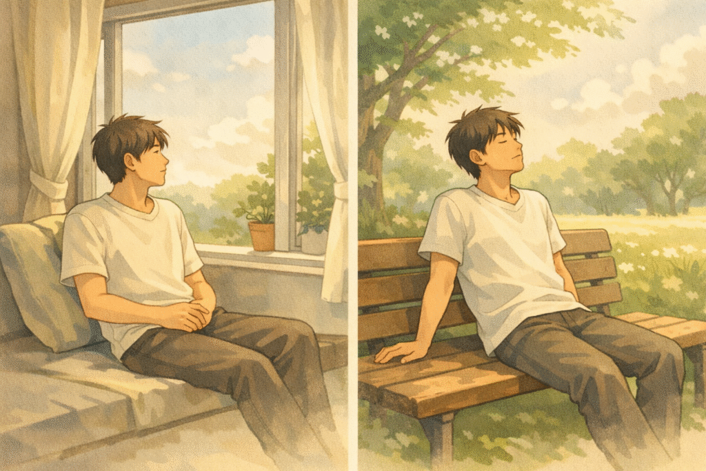 Quiet moment of slowing down without productivity pressure