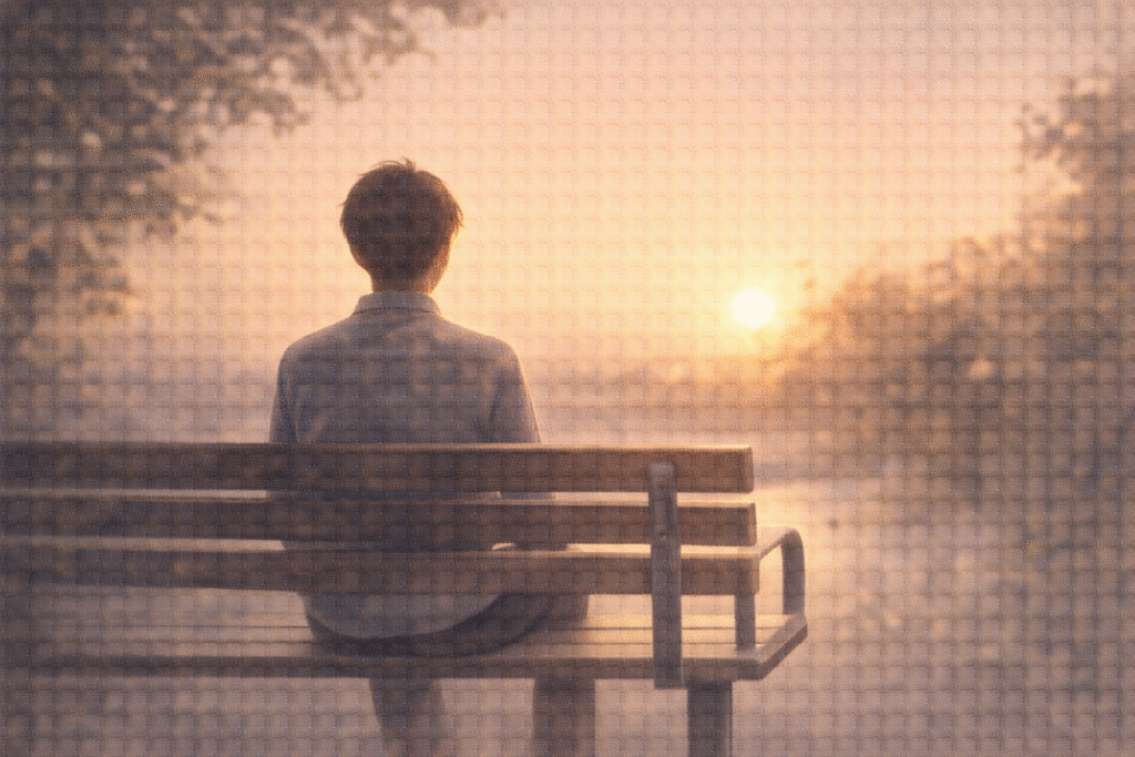 Sitting quietly and regaining inner strength at dusk