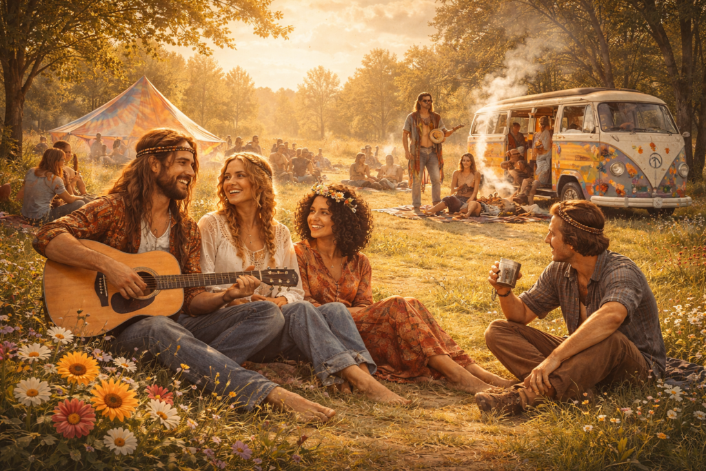 1960s hippie community in nature