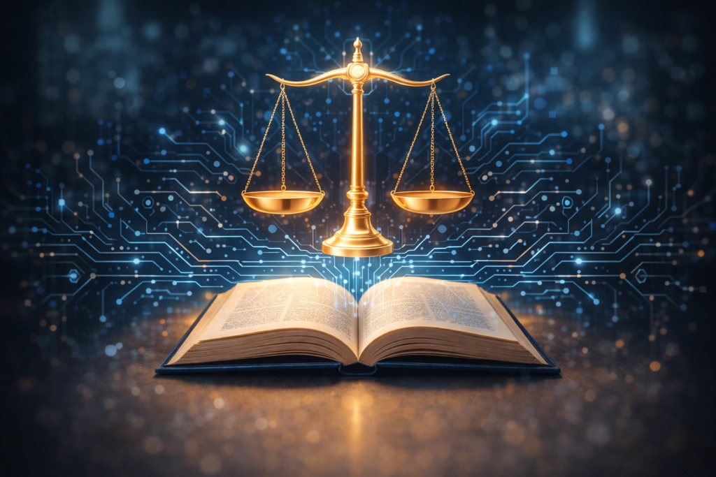 AI scales of justice concept