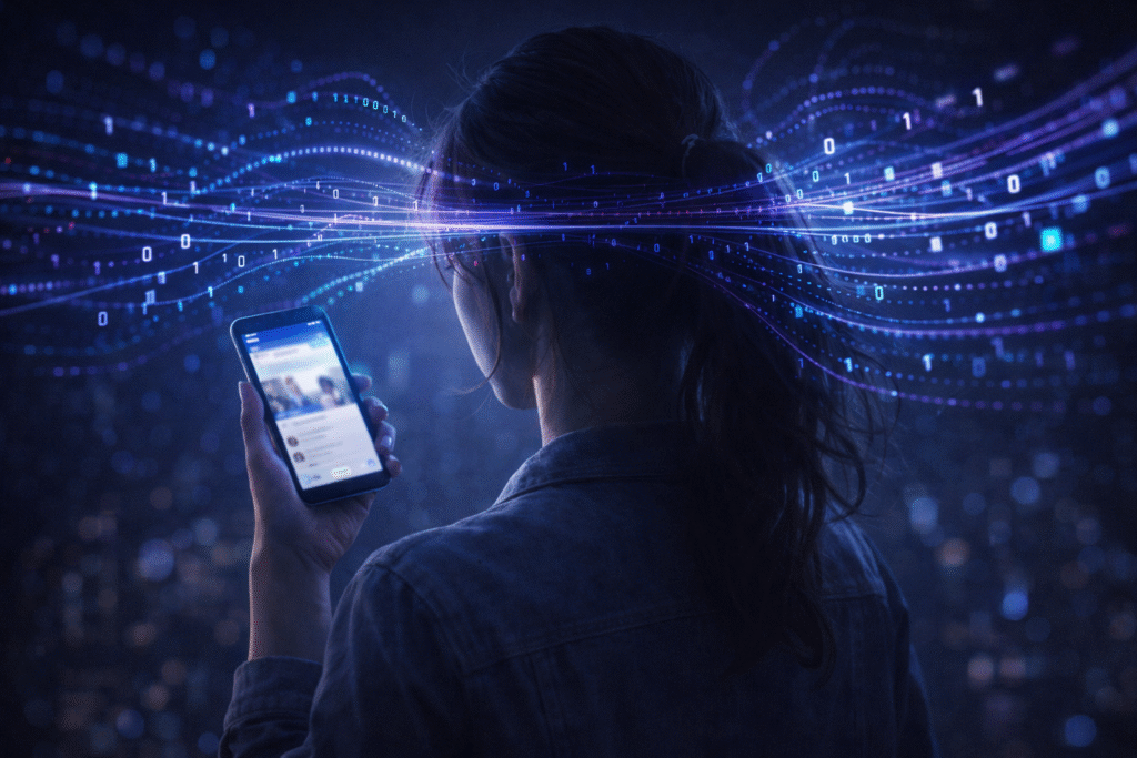 Digital algorithms influencing human decisions on a smartphone