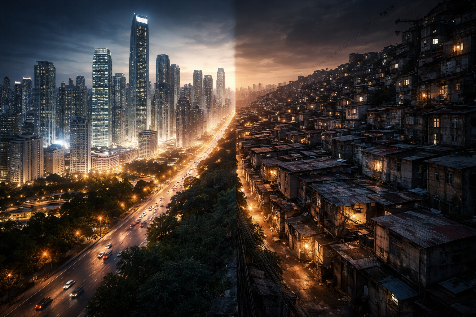 urban contrast between wealth and inequality