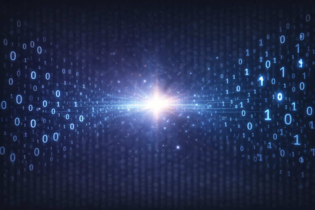 binary numbers symbolizing existence and nothingness