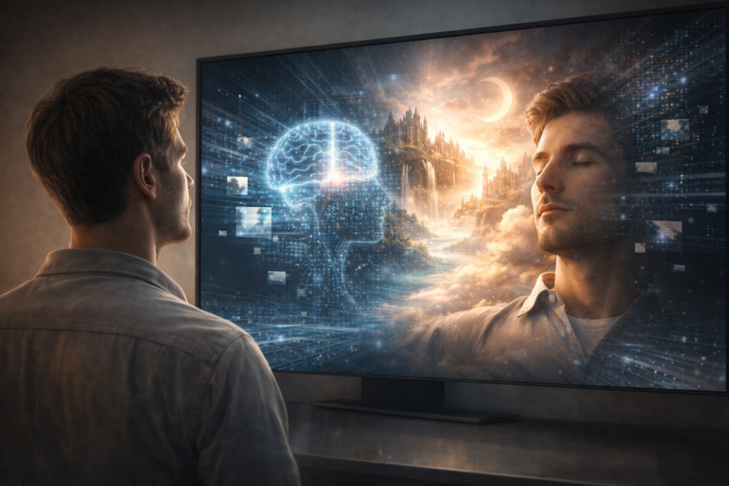 human reflecting on AI-generated dream