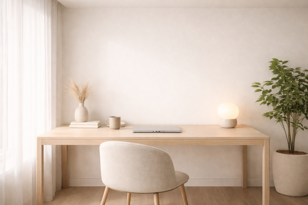 clean minimalist room with simple objects