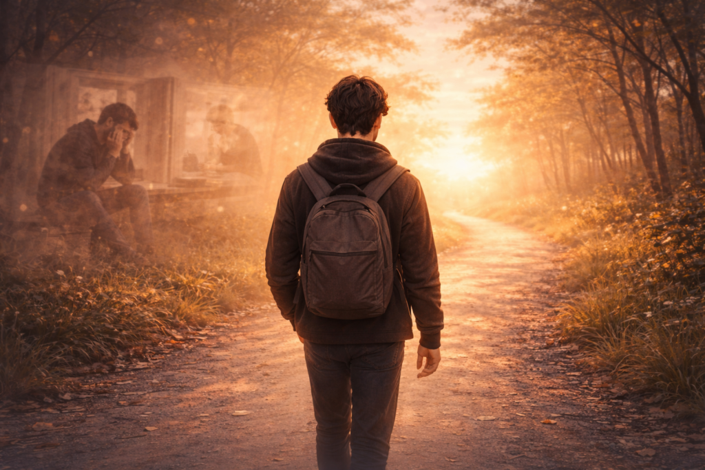 person moving forward beyond regret