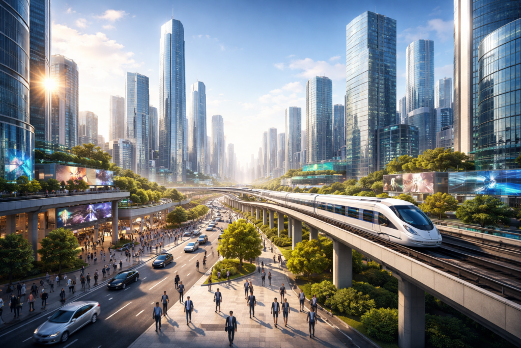 modern city representing progress and growth