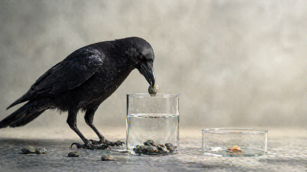 crow problem solving intelligence experiment