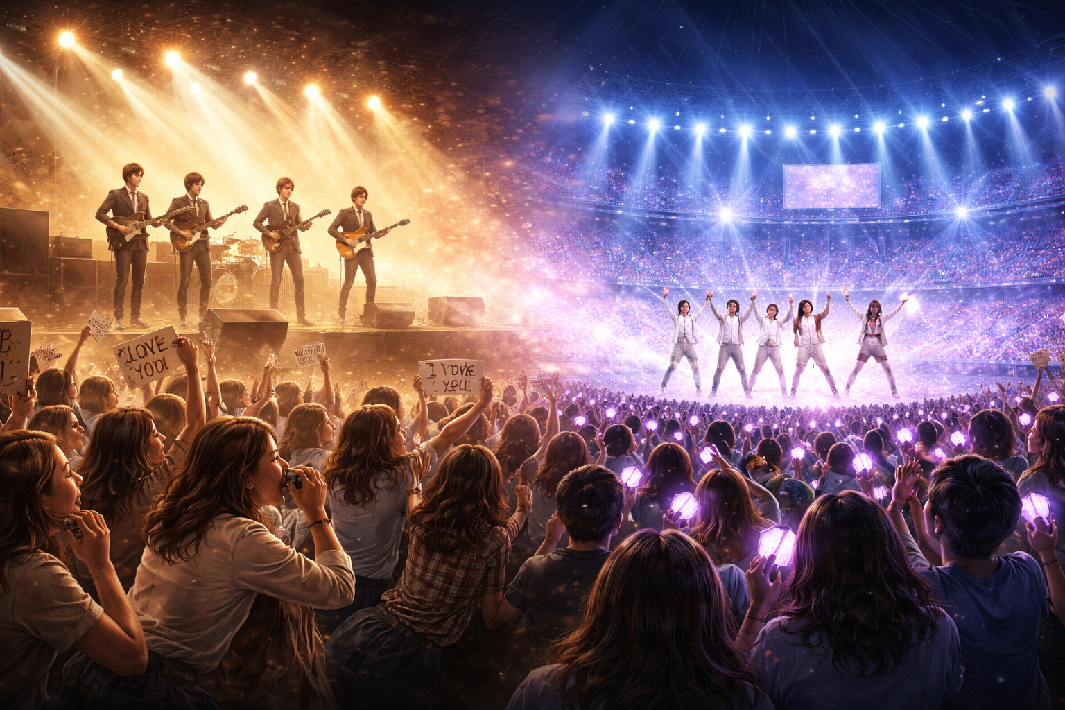 evolution of fandom from Beatles to BTS