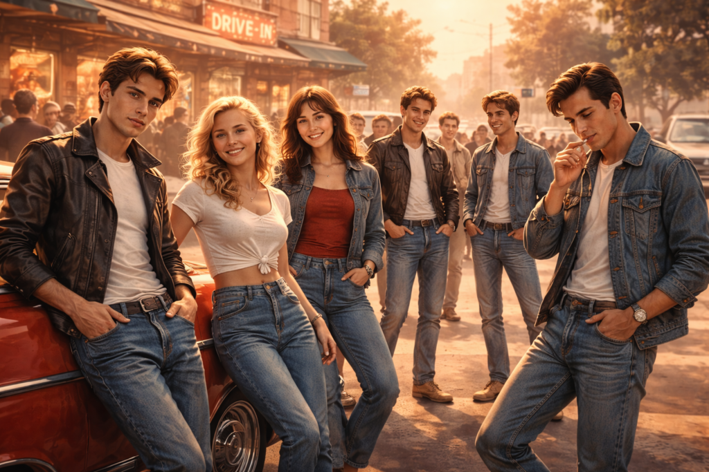 1950s youth wearing blue jeans