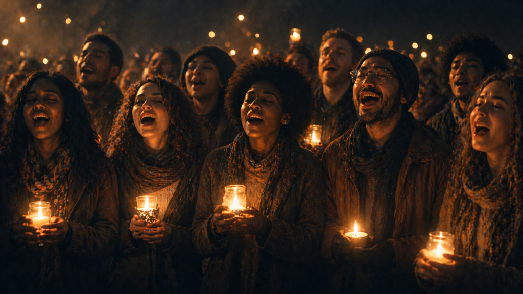 people singing together emotional unity