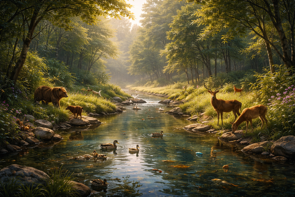 wildlife thriving in restored nature