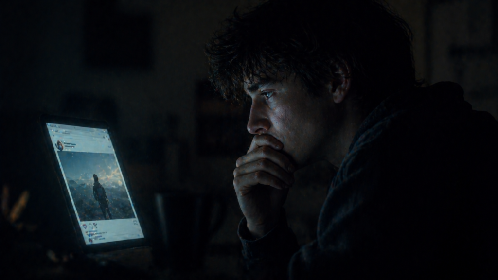 person looking at old social media post