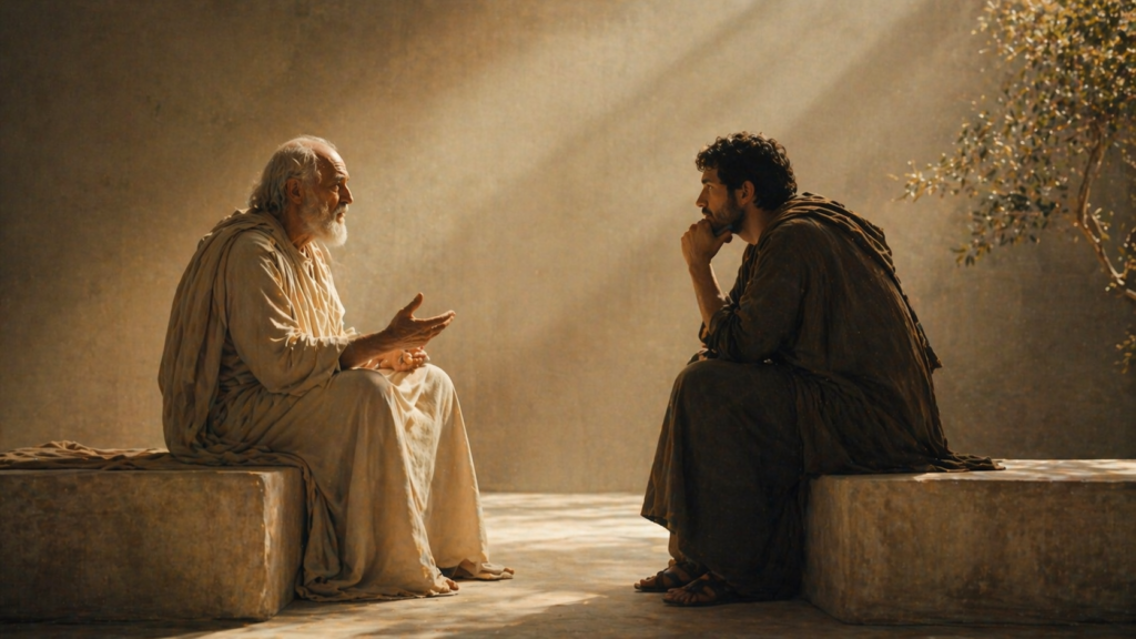 philosophical dialogue reflection scene