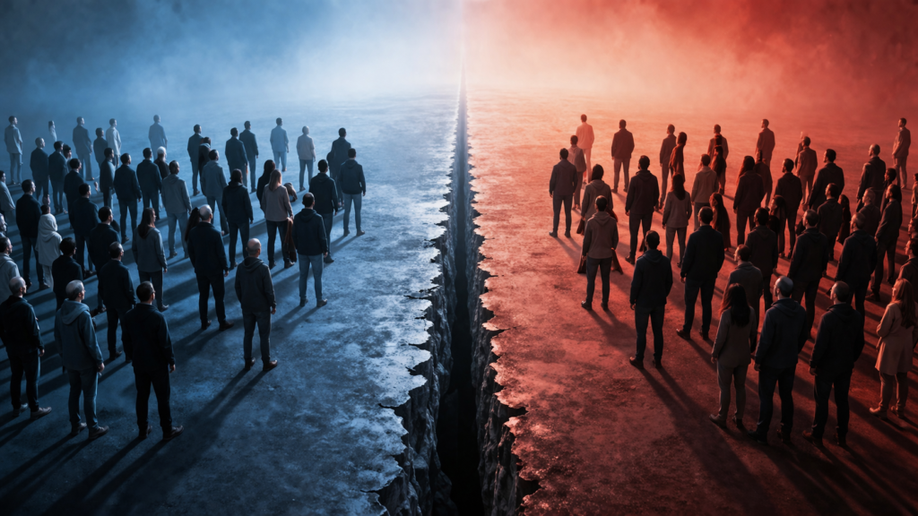 two groups divided political polarization