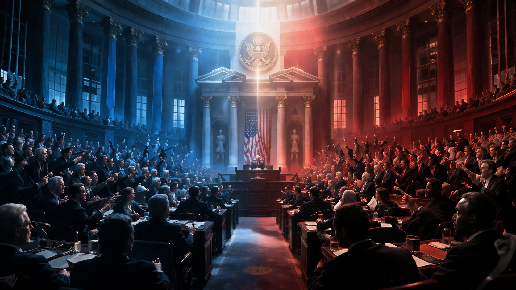 divided political assembly conflict scene