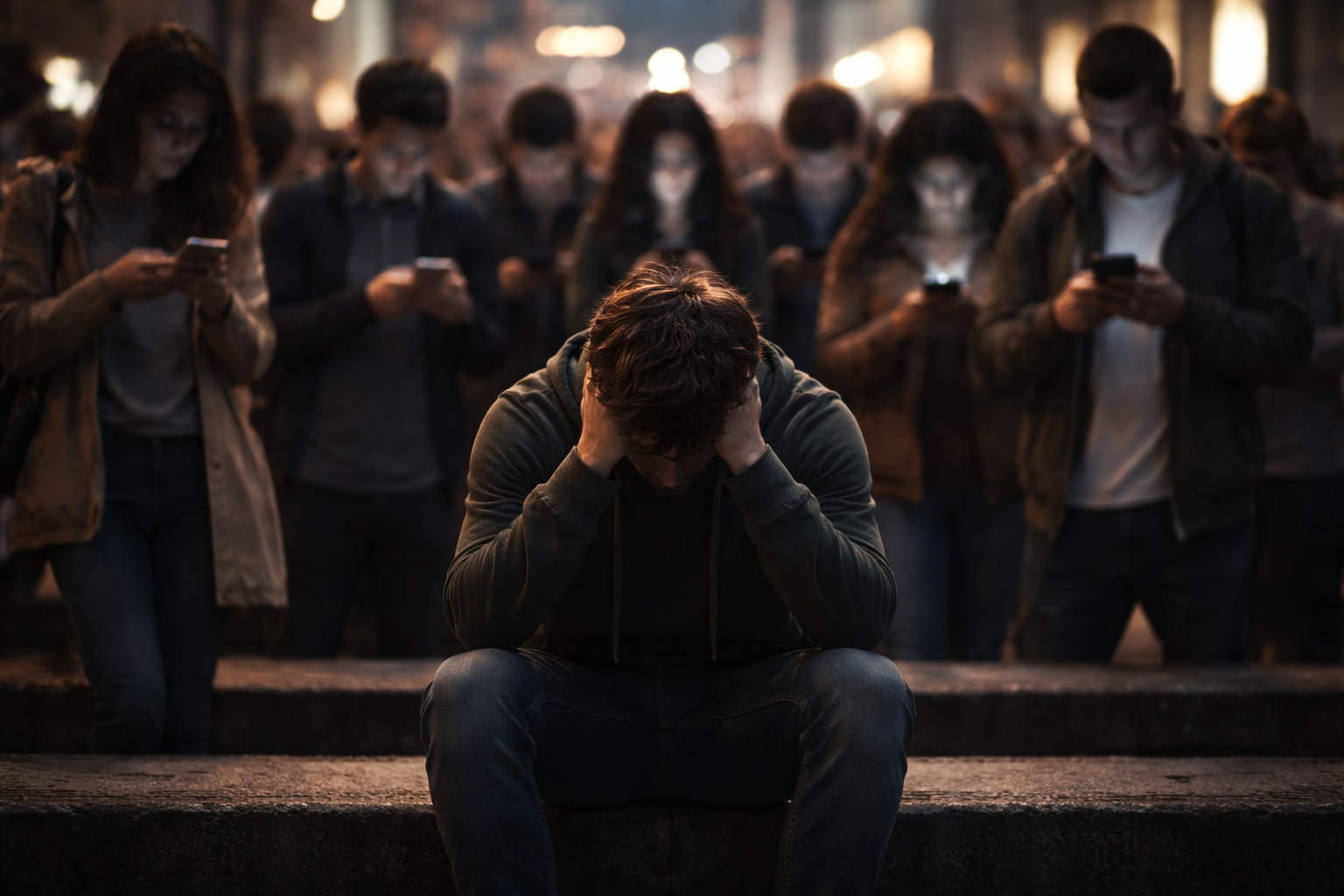 person suffering watched by crowd