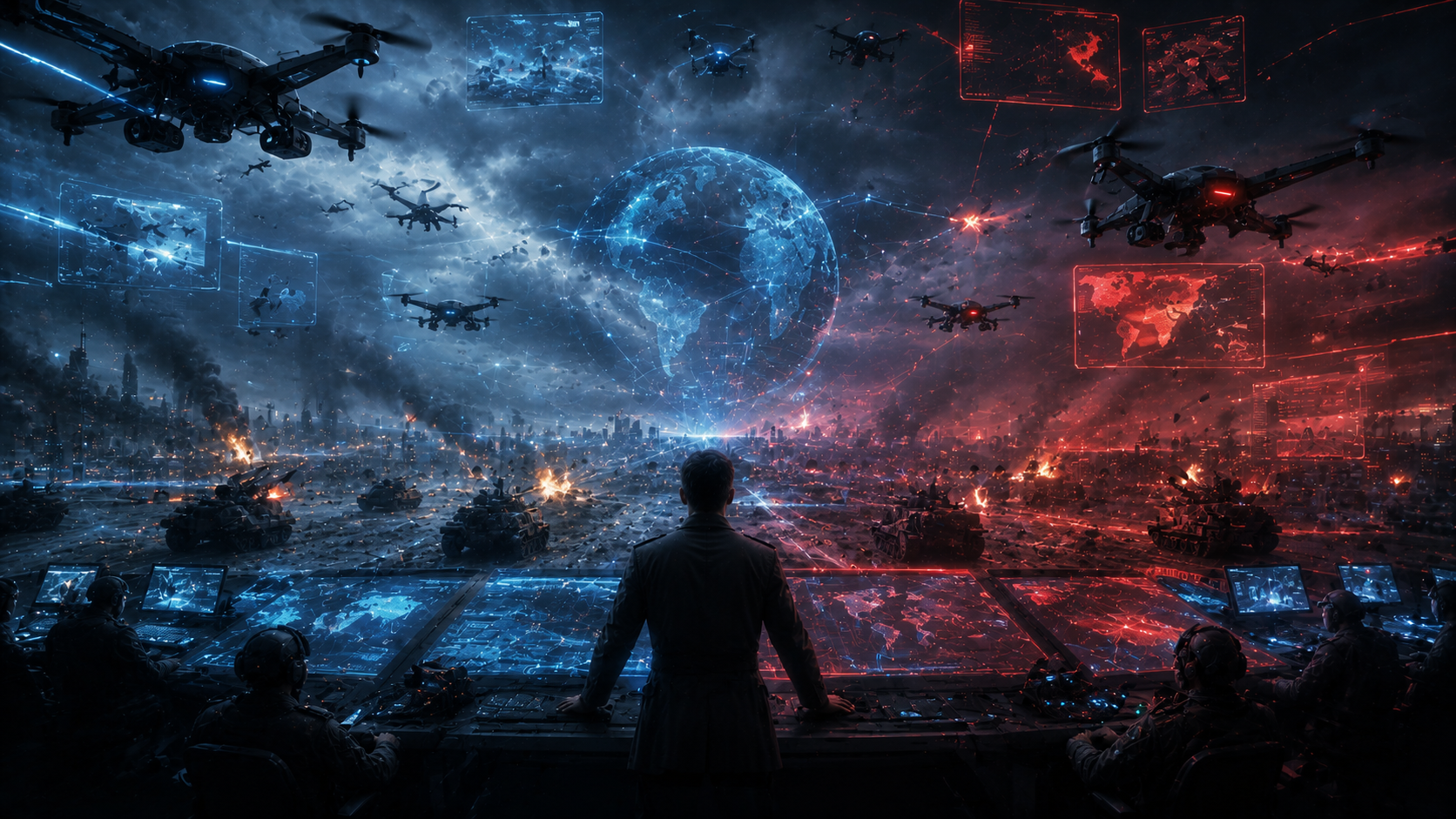 AI-controlled future warfare and global tension