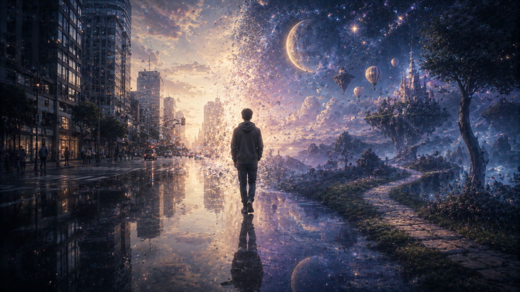 human between dream and reality worlds