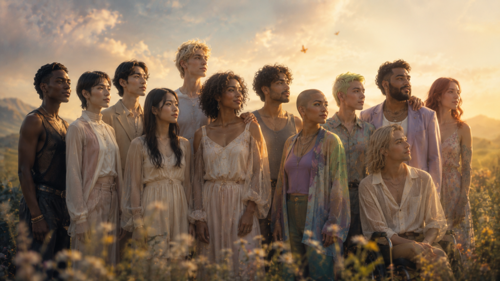 diverse people standing together respectfully