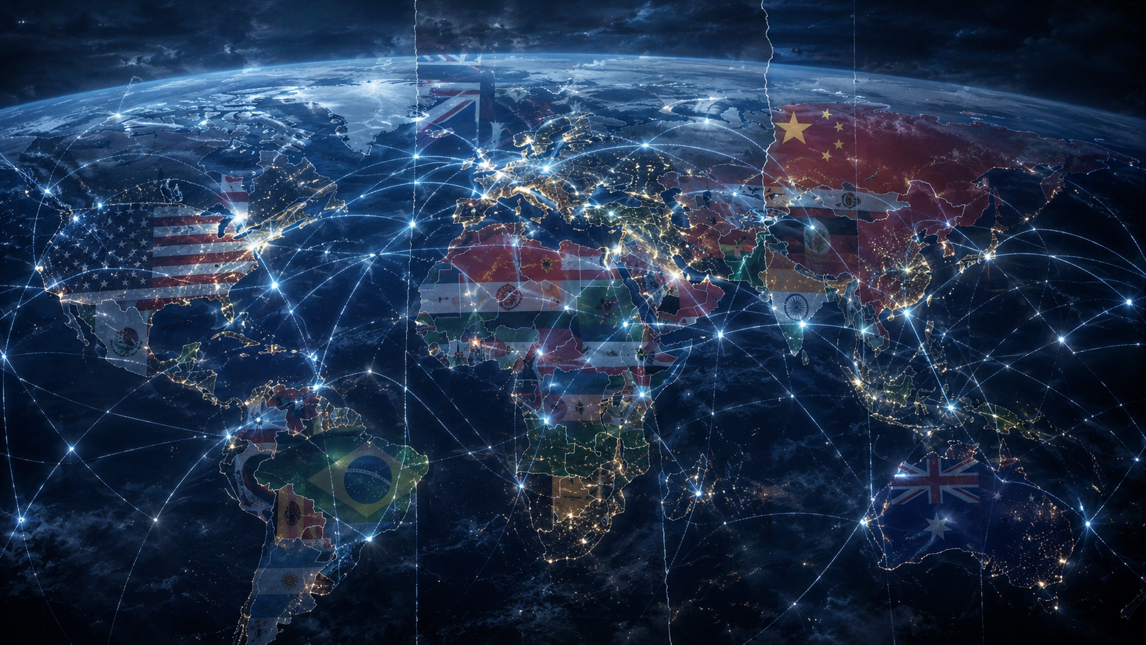 Earth divided by national borders and global networks