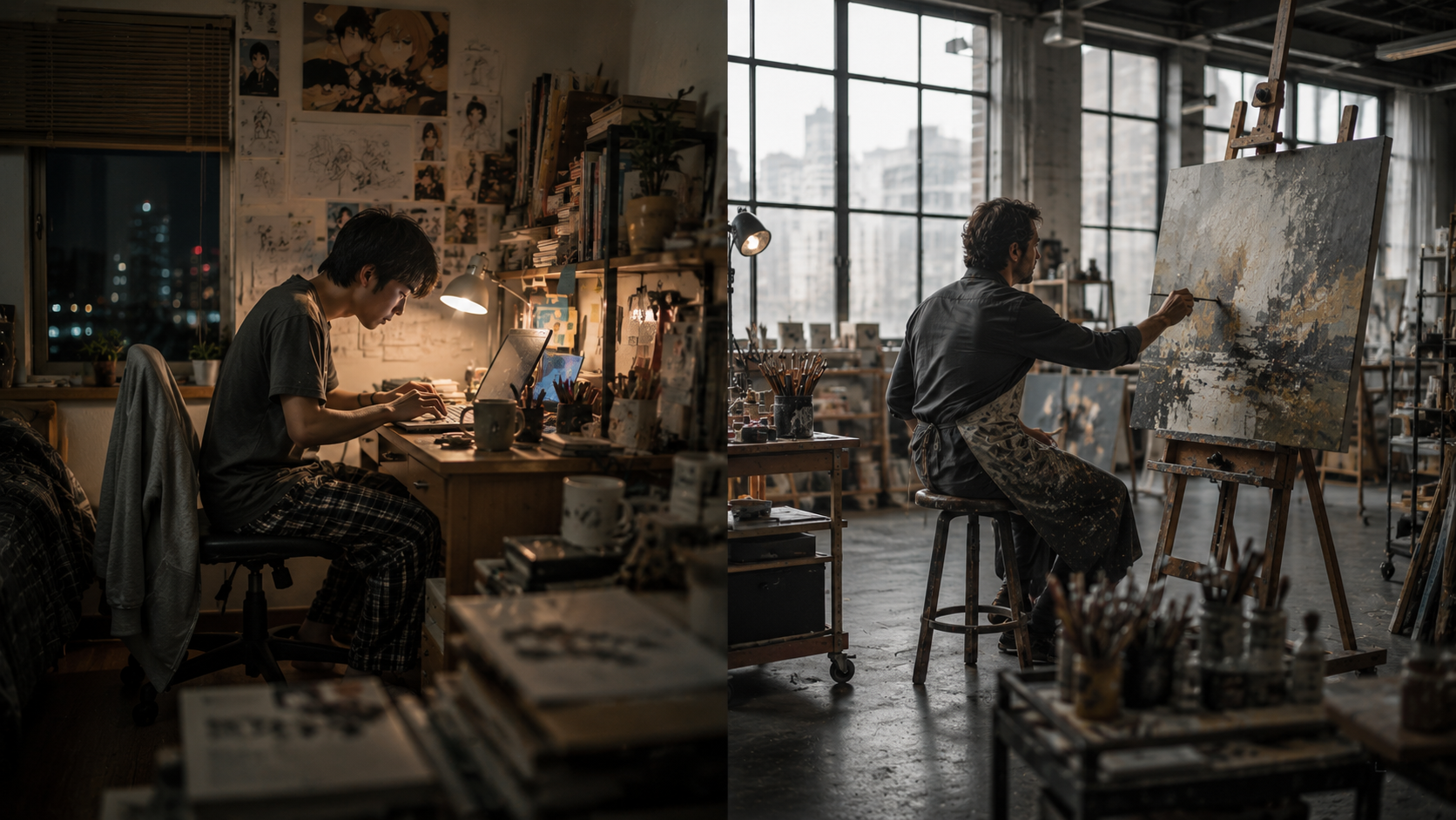 professional and amateur creativity contrast