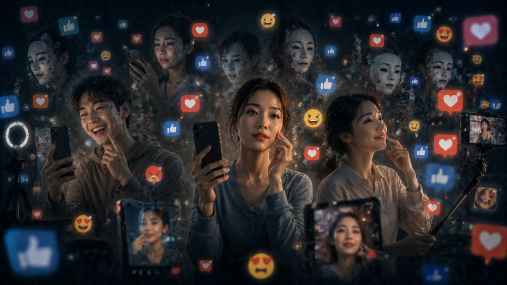 people performing emotions on social media