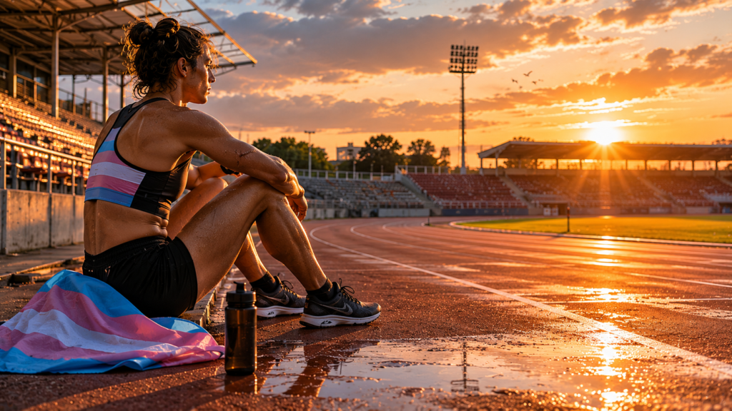 transgender athlete training in stadium