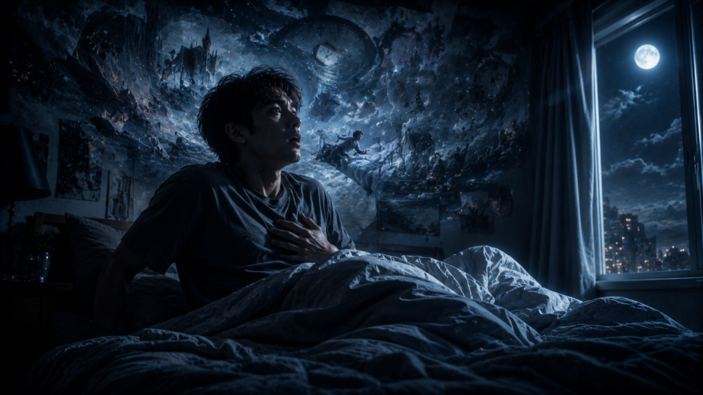 person waking from intense dream