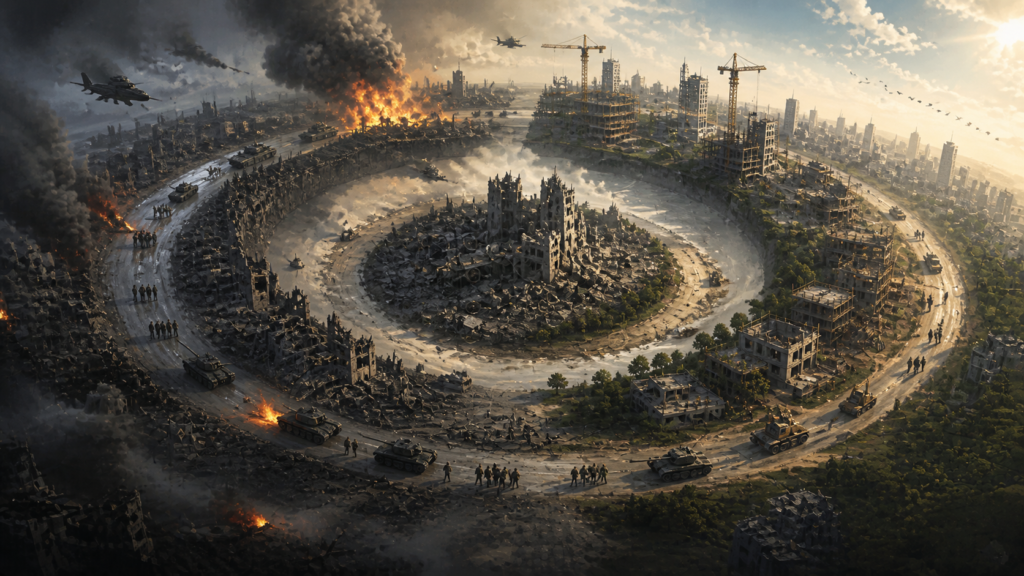 cycle of war and rebuilding
