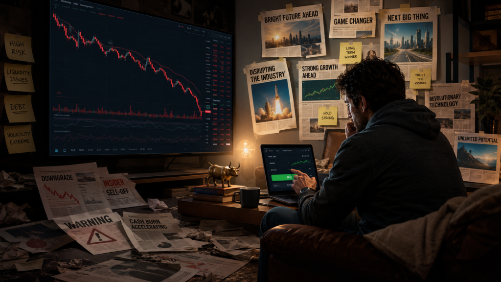 investor ignoring warning signs during market decline