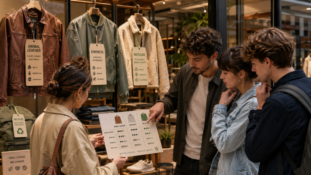 consumers comparing ethical and environmental impacts of fashion products