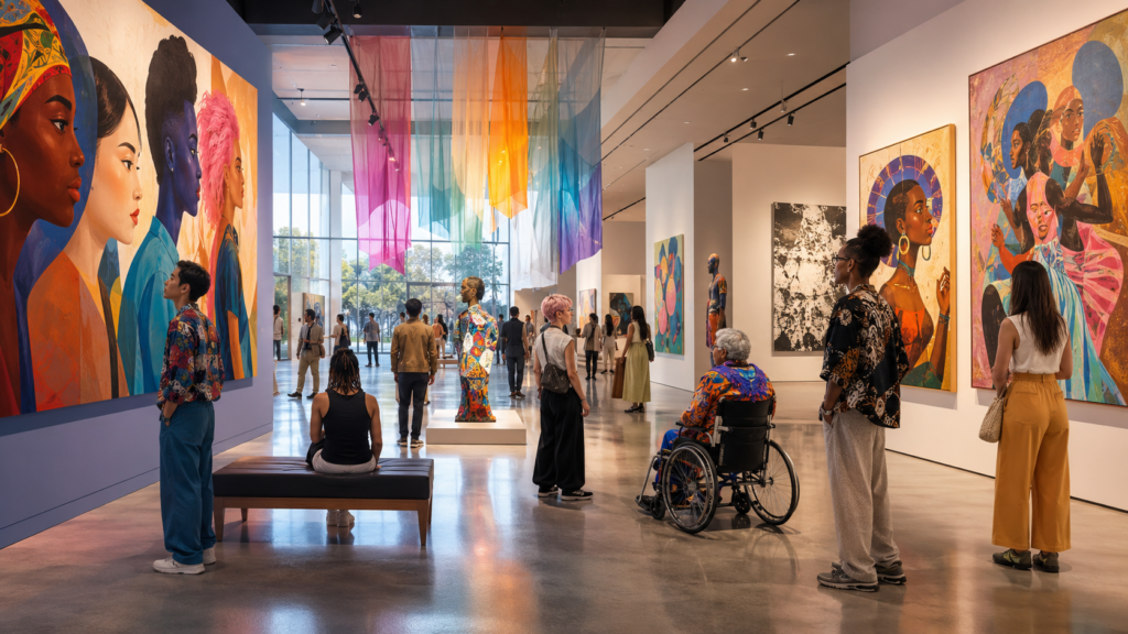 inclusive contemporary art exhibition celebrating diversity and creativity