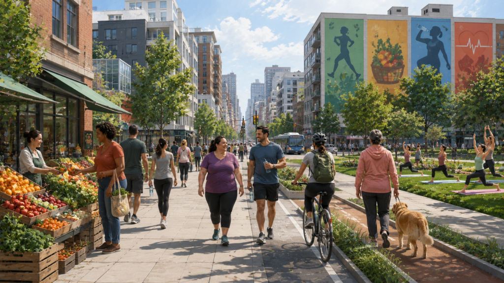 urban environment supporting healthy lifestyle choices and public health