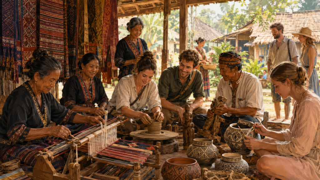 local artisans sharing traditional culture with international visitors